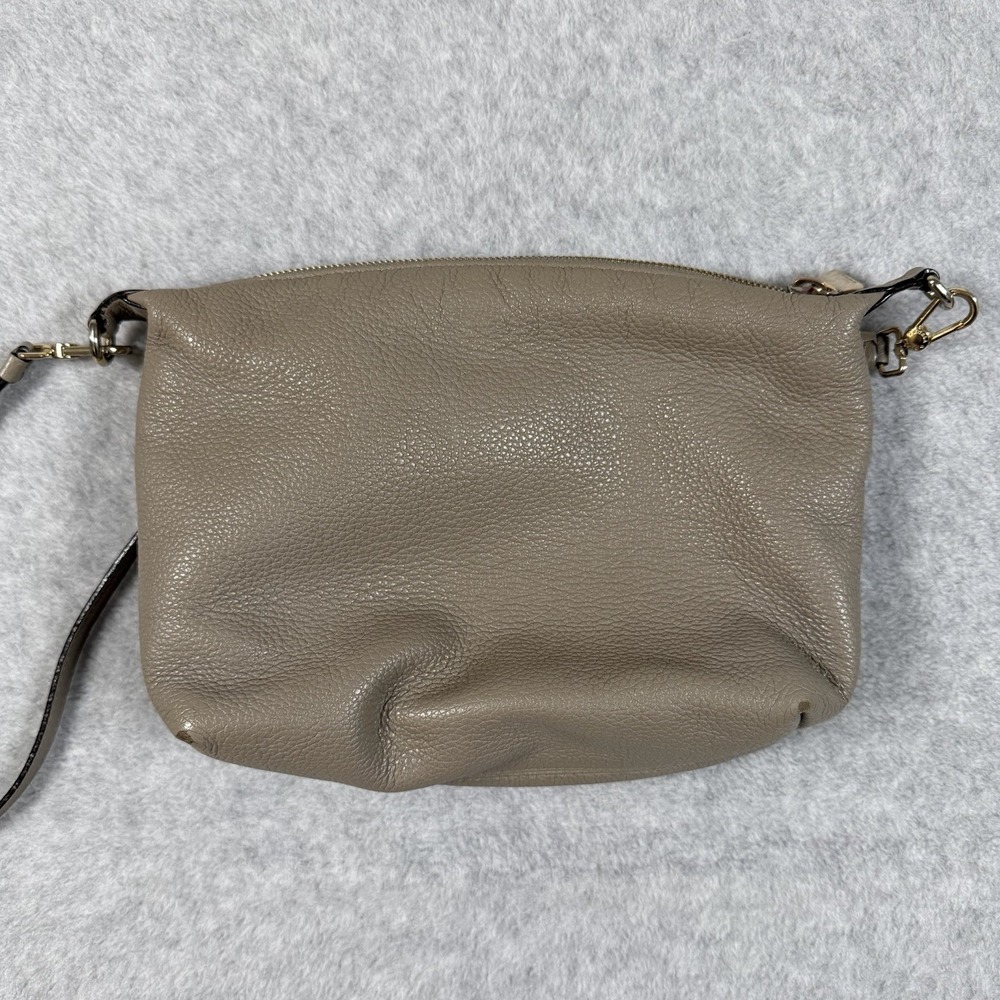 Furla Sophie Pebbled Leather Crossbody Bag Grey Gold Hardware Satchel Purse - Picture 3 of 12